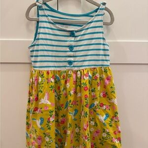 Mini Boden Blue and Yellow Striped Floral Dress